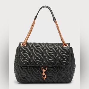Rebecca Minkoff Edie Shoulder Bag in Black Leather with Copper Hardware